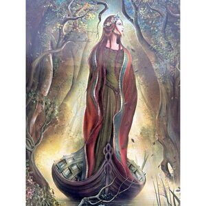 John Shannon Lady Of Avalon Celtic Mythology Fantasy Gothic Art Card Print